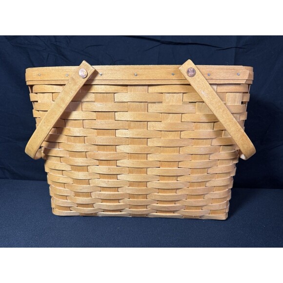Vintage LONGABERGER 15"w x 11"h Rectangular Double Handle Market Magazine Basket - Picture 3 of 7